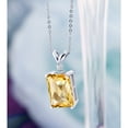 thumbnail image 4 of Gem Stone King 6.78 Ct Octagon Checkerboard Yellow Citrine White Diamond 925 Sterling Silver Pendant with Chain, 4 of 5