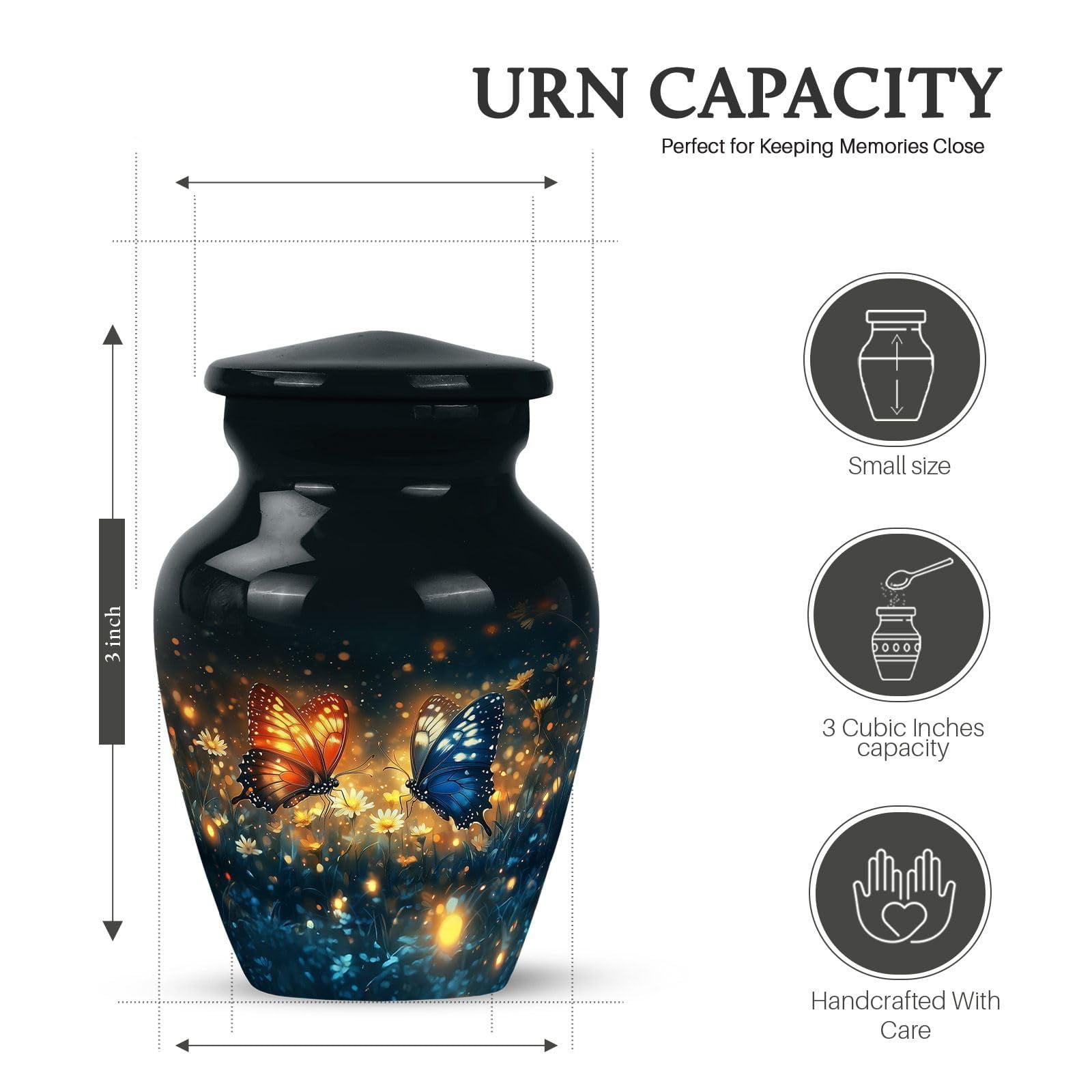 KARYLIZ Blue Butterfly Urns for Human Ashes Brother - Decorative Mini Ash Urns - Burial Funeral Cremation Urn for Ashes for Women Butterfly - Cremains Urn Adult Male Father