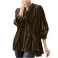 thumbnail image 2 of Hfnxid Women's Solid Color Velvet Blouse 3/4 Length Sleeve Tops 2026 Elegant Tops Trendy Evening Party Shirts Spring Summer Blouses Loose Office Work Shirts, 2 of 9