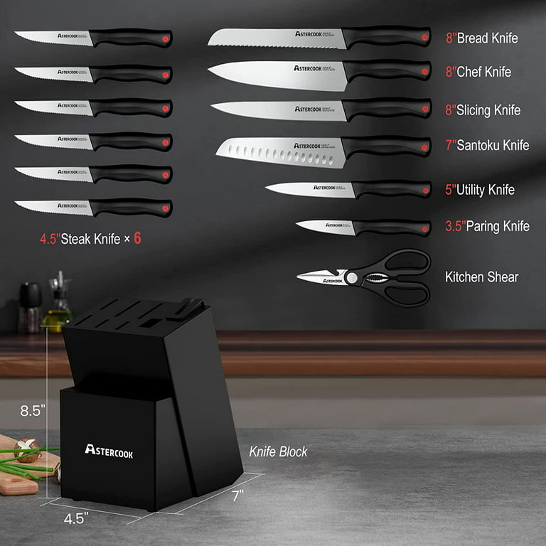 Astercook Steak Knife, Steak Knives Set of 6 with Sheath, Dishwasher Safe  High C