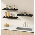 thumbnail image 6 of 3 Pack Black Floating Shelves,24" W x 7.9" D x 1.5" H, Holds Up to 37 Lbs, Ideal for Living Room, Bedroom, Bathroom, Kitchen, Office, Storage, Display, with Invisible Brackets Wall Shelves, 6 of 15