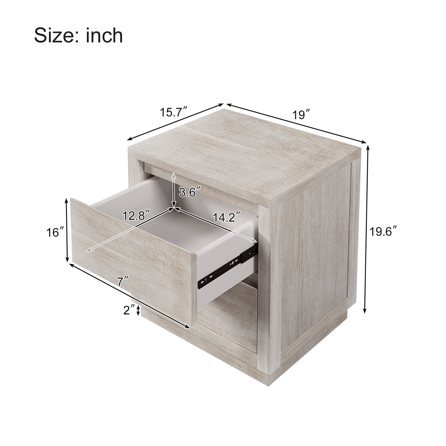 Kadyn Soild Wood Nightstand, Nightstand Side Table with 2-Drawer, Bedside Table for Bedroom, Stone Gray Kadyn Soild Wood Nightstand, Nightstand Side Table with 2-Drawer, Bedside Table for Bedroom, Stone Gray