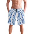 thumbnail image 4 of Dailycode Men's Quick Dry Swim Trunks Beach Shorts Casual Summer Board Shorts with Pockets, Watercolor Blue Stripes, 4 of 8