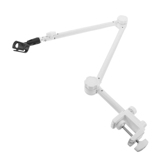 LOLIPPYY Heavy Duty White Microphone Arm Desk Mount with Space-Saving Foldable Design, Adjustable Studio Boom Stand
