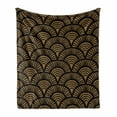 thumbnail image 1 of Scallop Soft Flannel Fleece Blanket, Vintage Abstract Hand Drawn Art Deco Inspired Seashells in Earth Tones, Cozy Plush for Indoor and Outdoor Use, 60" x 80", Caramel Charcoal Grey, by Ambesonne, 1 of 5