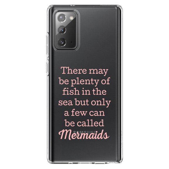 DistinctInk Clear Shockproof Hybrid Case for Samsung Galaxy Note 20 (6.7" Screen) - TPU Bumper Acrylic Back Tempered Glass Screen Protector - Plenty of Fish in the Sea But Only a Few Mermaids