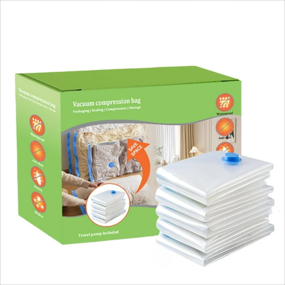 6-Pack Space Saver Vacuum Storage Bags with Hand Pump for Clothes, Comforters, Blankets (2 Jumbo 2 Large 2 Medium)