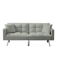 thumbnail image 3 of 74"L Futon Sofa, Velvet Sleeper Sofa with 2 Pillows, 3 of 8
