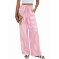 thumbnail image 2 of Women's Elastic Waist Wide Leg Light Weight Woman Palazzo Pants for Casual Lounge Pink L, 2 of 9