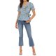 thumbnail image 2 of Blusa envolvente con volantes de cuello en V cruzado de manga corta para mujer Inspire Chic, azul claro, talla S, 2 of 6