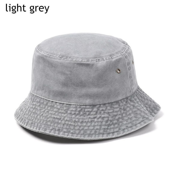 Fashion Cotton Foldable Casual Women Men Sun Hat Fisherman Cap Denim Washed Bucket Hat LIGHT GREY