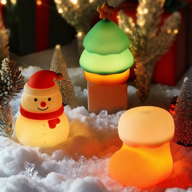 Set de Luces Nocturnas Ollycasa Muñeco de Nieve y Árbol de Navidad