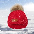 thumbnail image 5 of Penkiiy Toddler Beanie Woolen Hat Pure Color Winter Twist Pom Pom Boys Girls Cap for 1-11 Years Old Red, 5 of 7