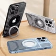 thumbnail image 5 of Compatible with iPhone 14 Pro Max Hollow Stand Case Cooling Heat Dissipation Electroplated Magnetic Kickstand Ring Fashion Protection Shockproof Cover for Women Girls Silver, 5 of 6