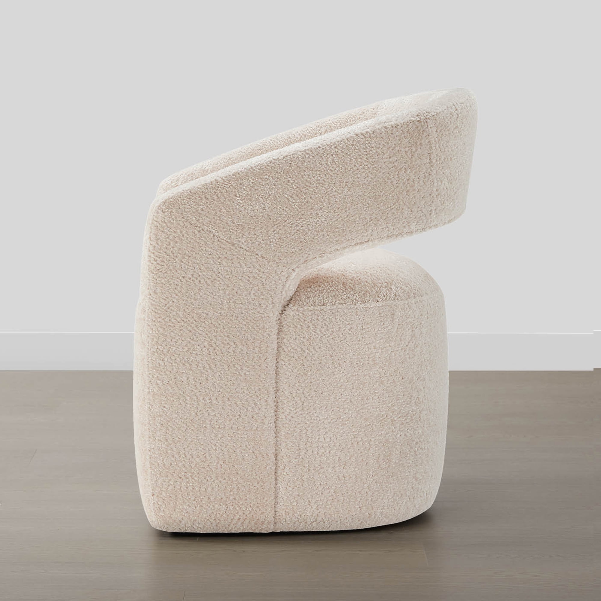 Spruce & Spring Barrel-Style Dining Chair with Upholstered Seat and Casters No Assembly Single, Beige-Fabric