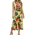 thumbnail image 3 of TaTaai Ladies Sleeveless V-Neck High Waisted Printed Casual Dress High Elastic Comfortable Fabric Slim Fit Fashion Dress for Spring Summer Daily Life Gift, 3 of 7