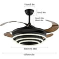 thumbnail image 4 of 42 Inch Retractable Ceiling Fans with Lights and Remote, Geometric Rings Circled Black Chandelier Fan Light Kit, 3-Color LED Light, Invisible Blades Modern Smart Fan for Bedroom Living Room, 4 of 9