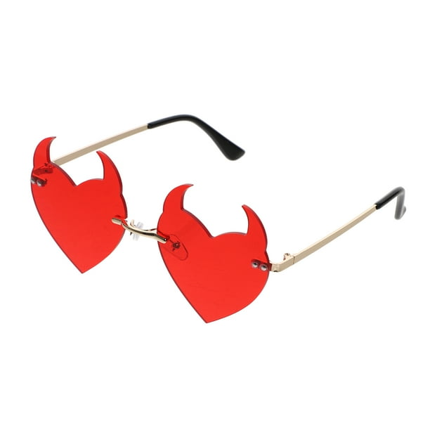 Lunettes de Soleil Sans Monture de Mode Partie en Forme de Coeur