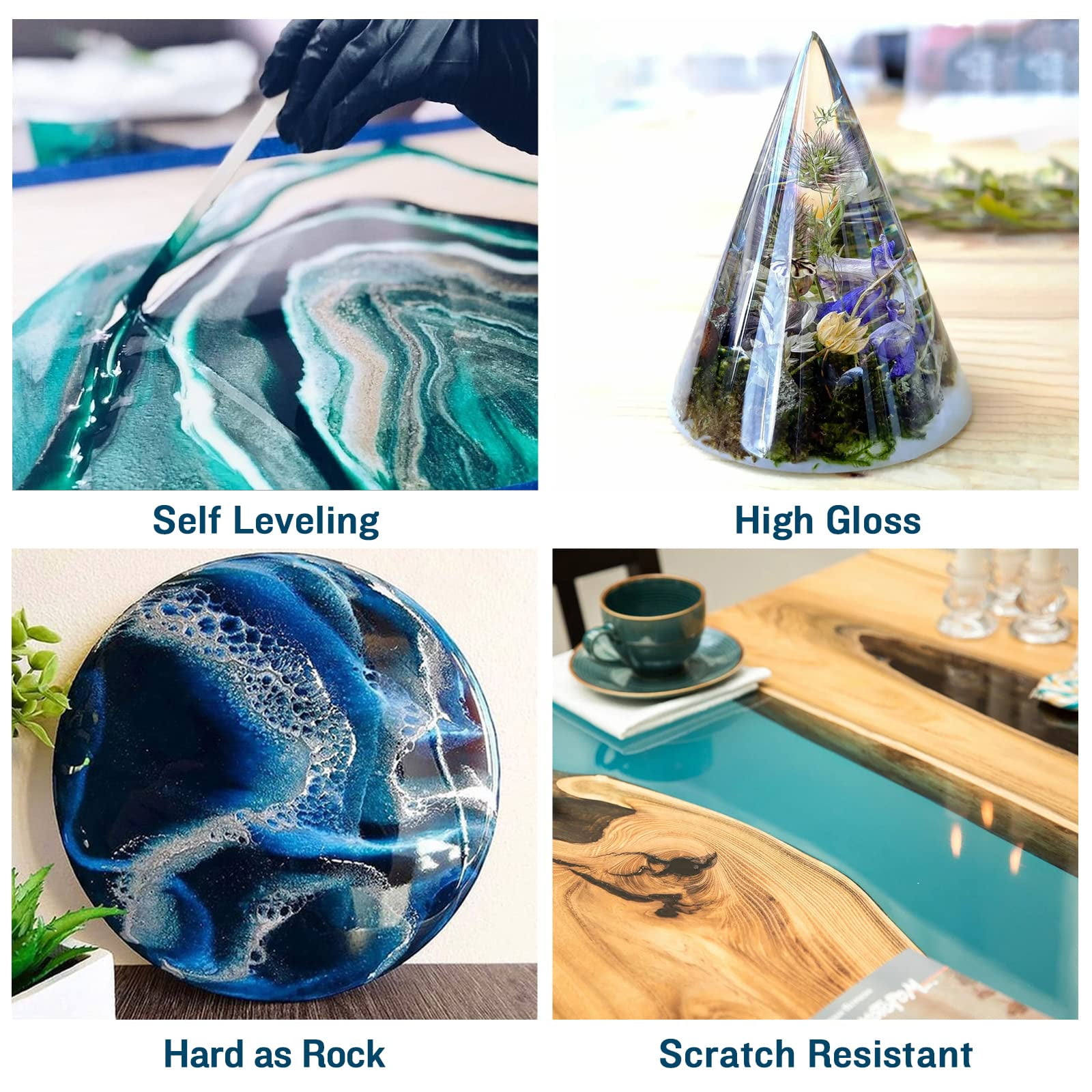 TEEXPERT Deep Pour Epoxy Resin, 51OZ Epoxy Resin Kit for 2-4" Pour Depths, Crystal Clear & High Gloss, Bubble-Free Casting Resin for Flower Preservation, River Tables-2:1 Mix Ratio