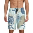 thumbnail image 2 of Daiia Algae Corals and Seashells Mens Woven Stretch Pajama Short,Short Pajama Pants-X-Large, 2 of 9