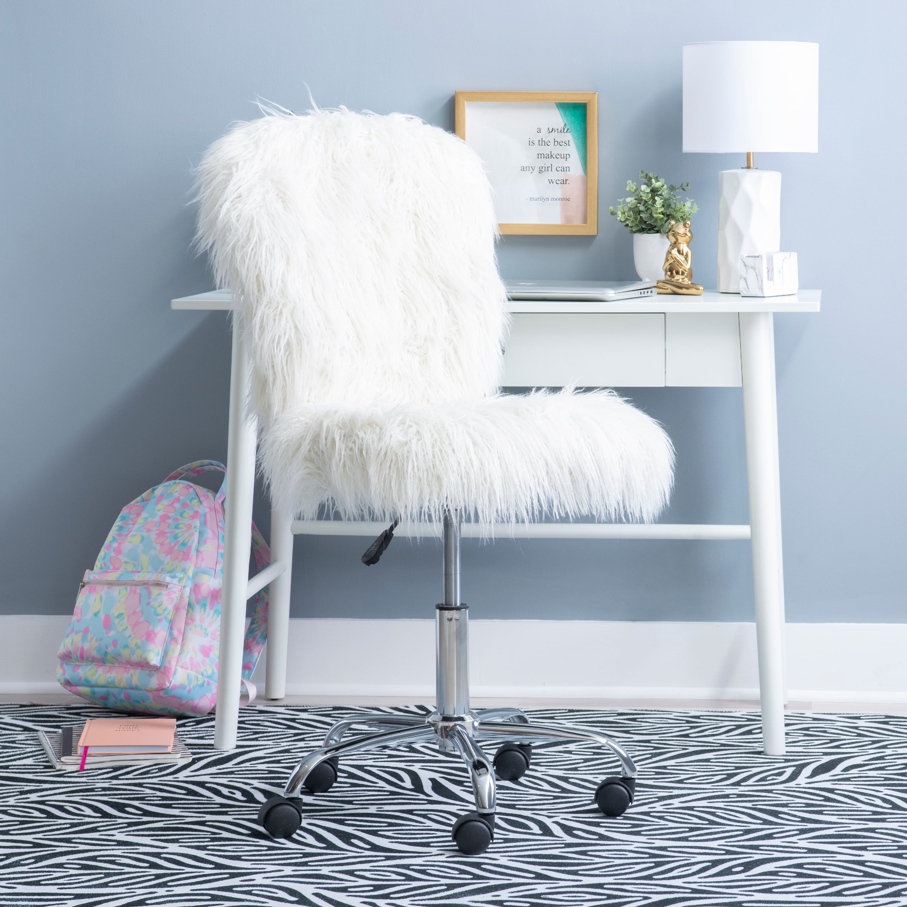 Linon Wilaford Task Chair with Adjustable Height & Swivel, 275 lb. Capacity, White