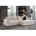 thumbnail image 2 of 3-Piece Corduroy Sectional Sofa with 6 Pillows and 2 Armrests Modern L-Shaped Sofa Couch with Plastic Legs for Living Room & Apartment, Beige, 2 of 7