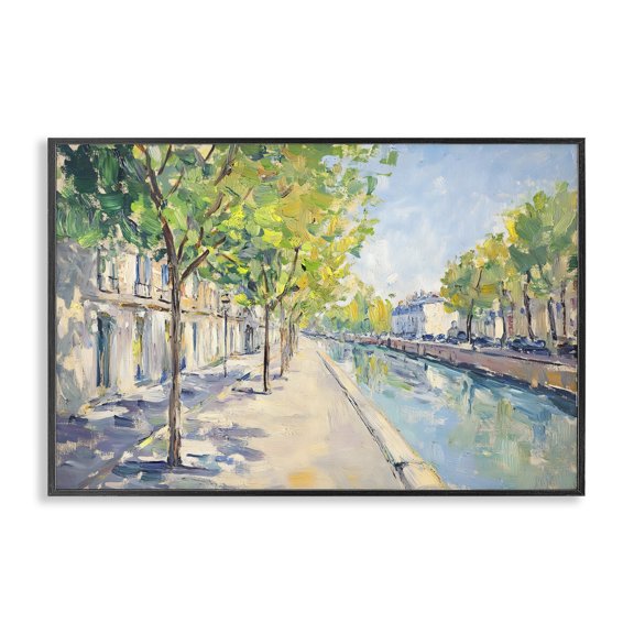 Stupell Industries Transitional Montrouge Canal Promenade Black Framed Giclee Art, 18 x 12, by Creative Studio