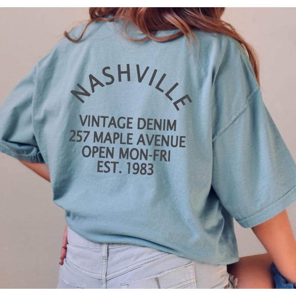 NASHVILLE VINTAGE DENIM Garment Dyed Graphic T-Shirt