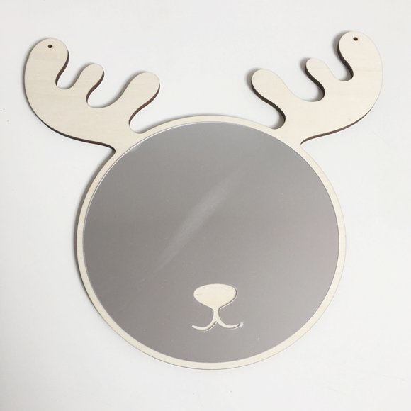 Nordic Acrylic Decorative Wall Vintage Decorative Mirror Door Carved Hanging Mirror Elk