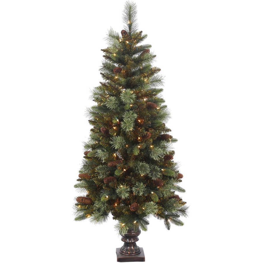 Vickerman 5' Potted Reno Mixed Pine Artificial Christmas Tree with 150 ...