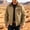 Khaki, variant on Men's Detroit Jacket Solid Color Lapel Collar Zipper Pocket Outdoor Workwear Long Sleeve Polyester Loose Fit for Winter Casual Daily Commute Mens Fashion