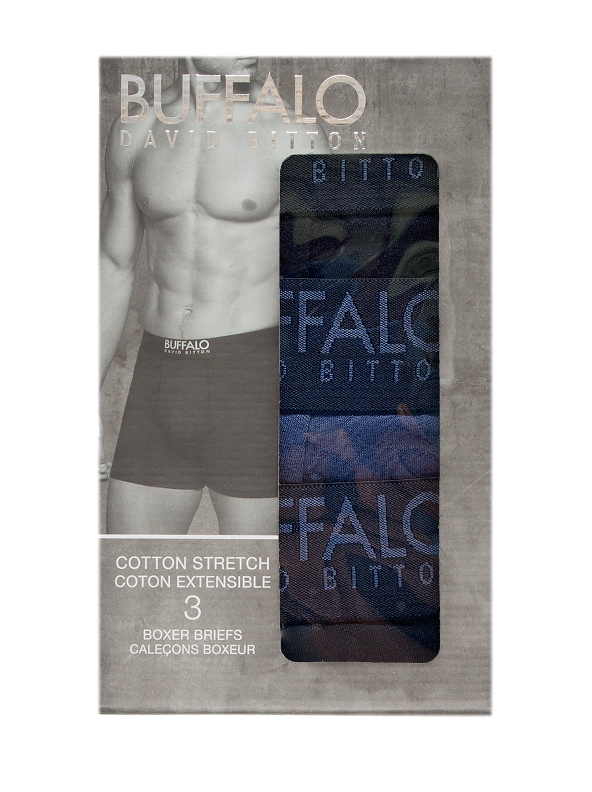 Buffalo David Bitton  3-Pack Cotton Stretch Boxer Brief (Black, Small) 