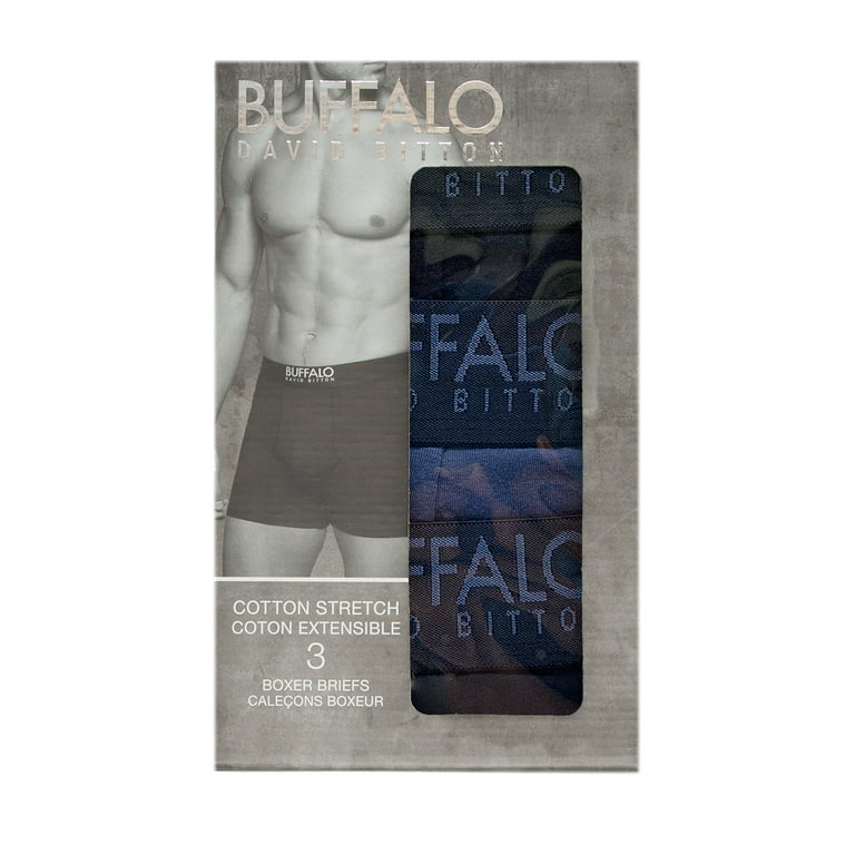 Buffalo David Bitton  3-Pack Cotton Stretch Boxer Brief (Black, Small) 