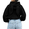 thumbnail image 5 of Tqcoqu Women's Cute Bunny Ear Zip Up Hoodie,Cropped Long Sleeve Loose Casual Sweatshirt Jacket with Kangaroo Pocket,2026 Trendy Outerwear Tops,Black Women's S-XXL, 5 of 7