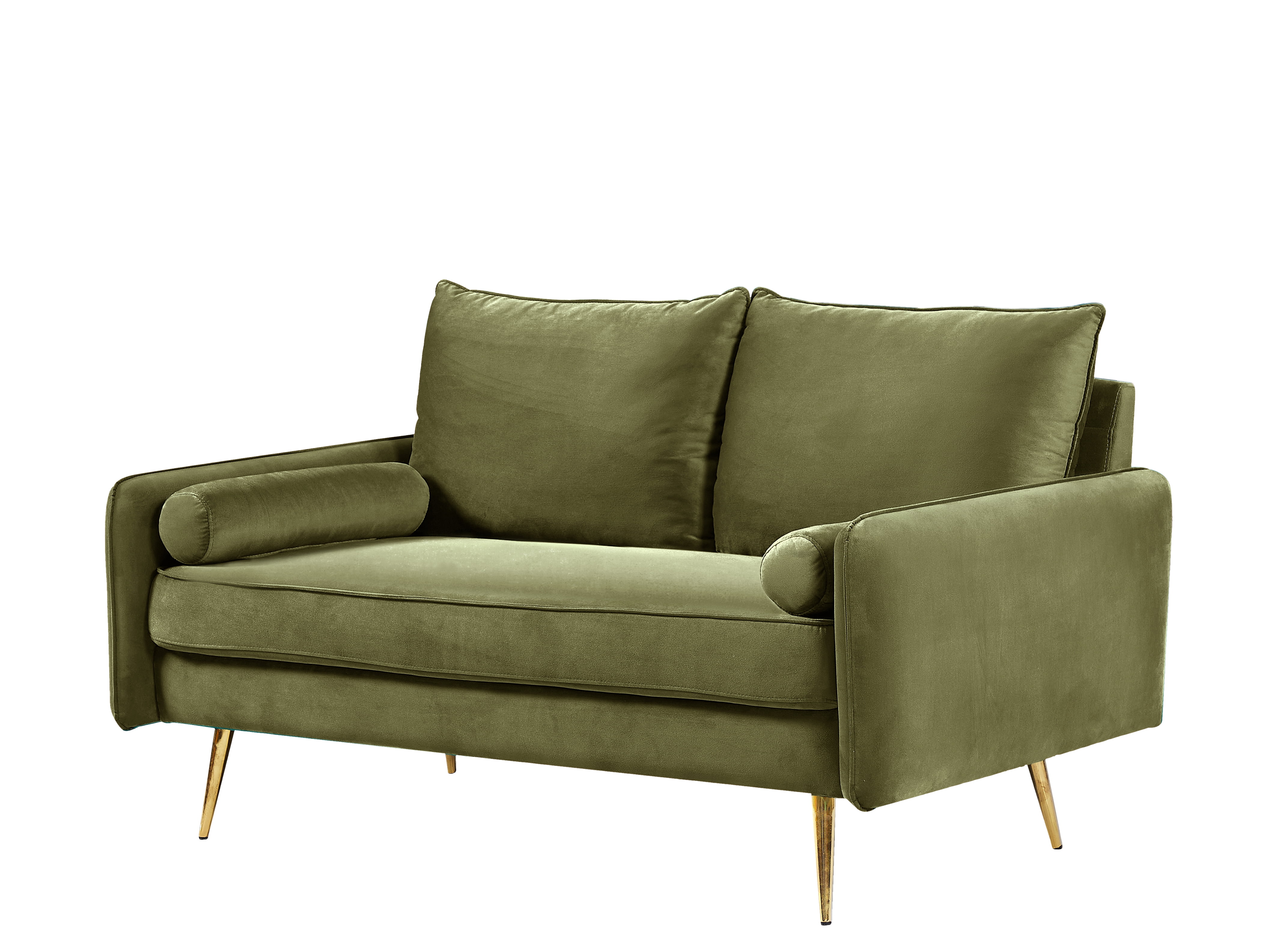 Uspridefurniture Villeda 58''W Polyester Square Arms Loveseat, Olive Green
