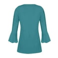 thumbnail image 3 of Perfectbot Shirts for Women 3/4 Sleeves Button V Neck Pleated Tops Empire Waist Peplum Dressy Blouse, 3 of 3