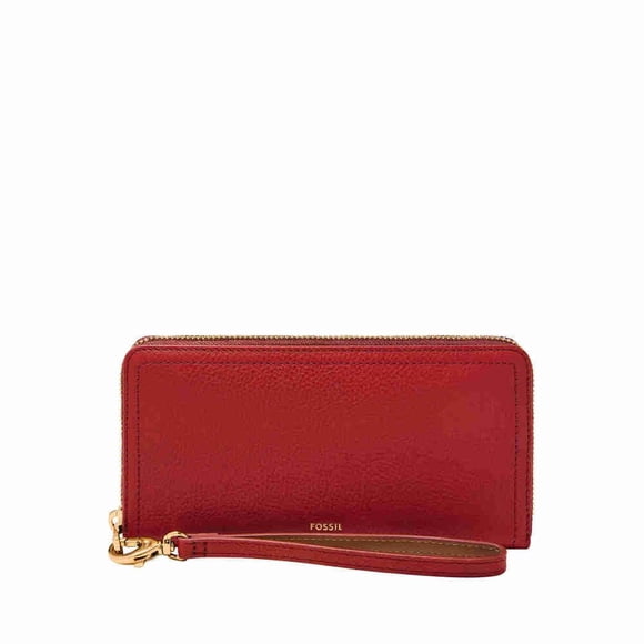 Cartera Fossil Logan con Cierre y Pulsera en Rojo Granate