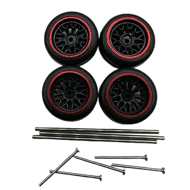4 ruedas y neumáticos para coche RC. Neumáticos RC con llanta. Accesorios de aleación para coche RC. Rojo estilo C