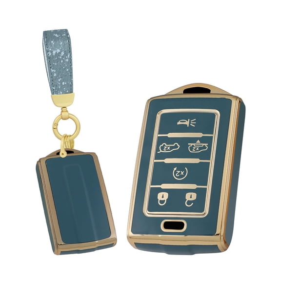 6 Button Fit for Jeep Key Fob Cover Soft TPU Full Protection Key Shell Key Case Compatible with 2021 2022 2023 2024 Grand Cherokee L Grand Wagoneer