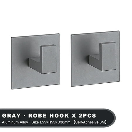 

1-4Pcs Strong Adhesive Wall Hook Sticker Hanging Coat Rack Clothes Hanger Shower Robe Hook Kitchen Bathroom Towel hooks Black Gray 2PCS