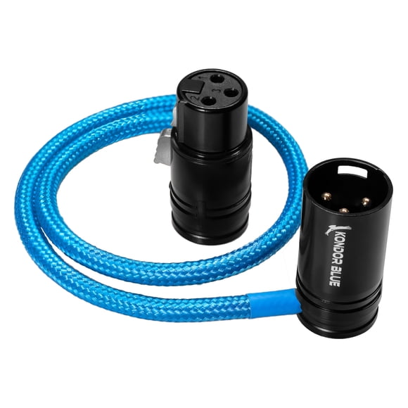 KONDOR BLUE | 16” Straight Low Profile Right Angle XLR Cable | Cameras, Microphones, Studio Audio, & Lightweight with Adjust
