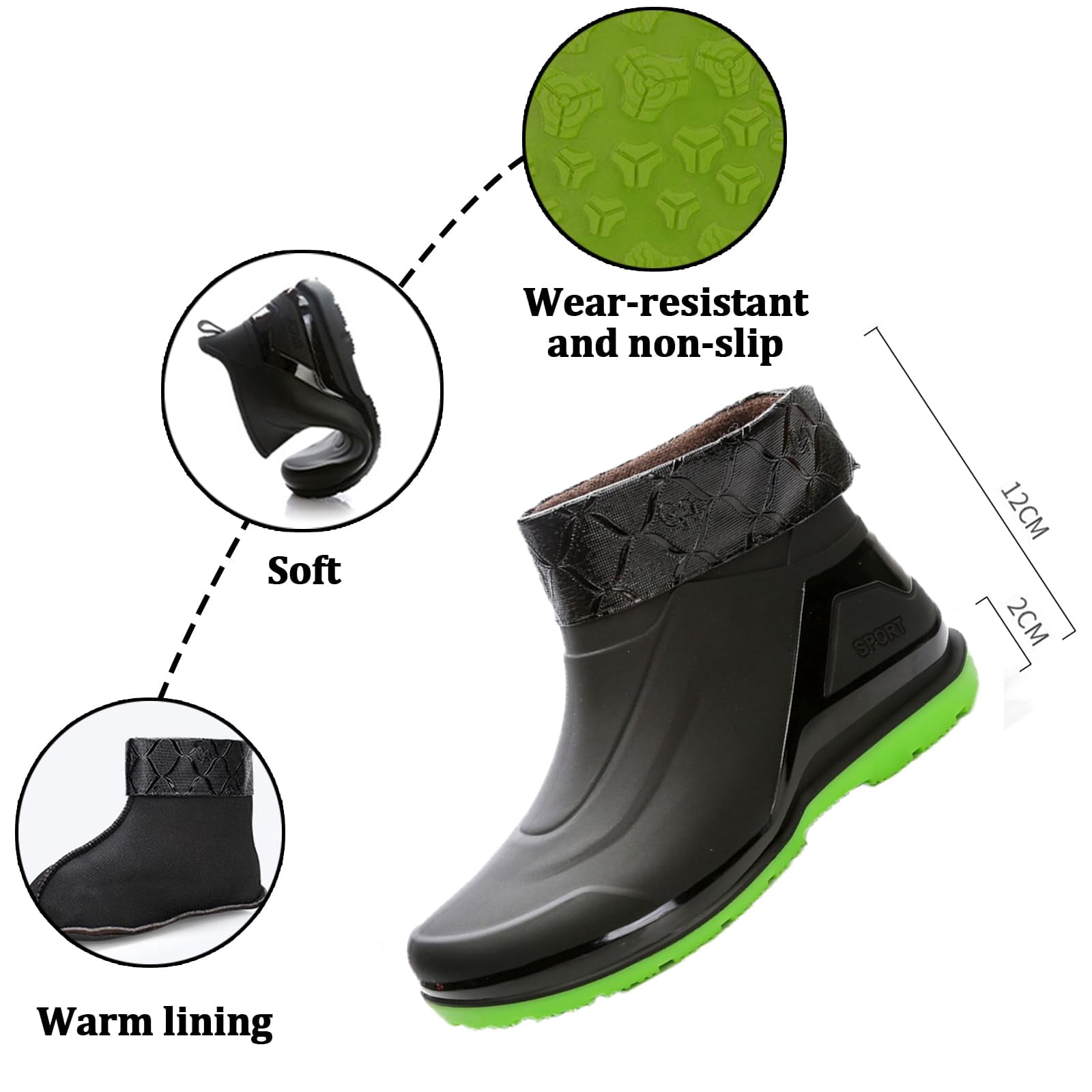AUXDIQ Rain Boots Men Short Ankle Waterproof Rain Shoes Outdoor Garden Shoes