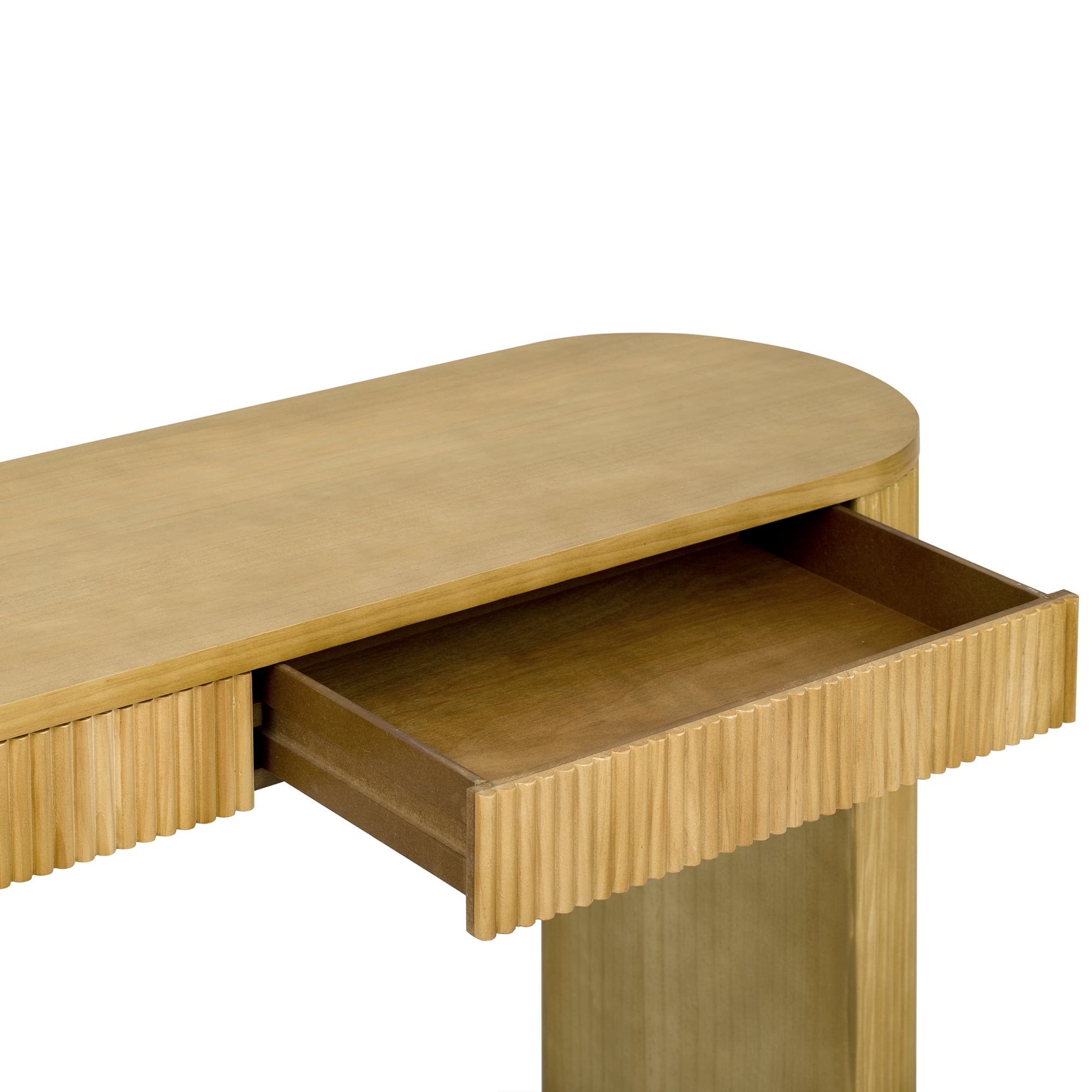 Aukfa Wood Console Table with 2 Drawers,Vertical Striped Sofa Table for Entryway/Hallway,Save Space Natural