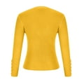thumbnail image 4 of DeHolifer Sweaters for Women Crewneck Long Sleeve Solid Color Ribbed Knit Sweaters Loose Casual Blouse Tops Yellow S, 4 of 7