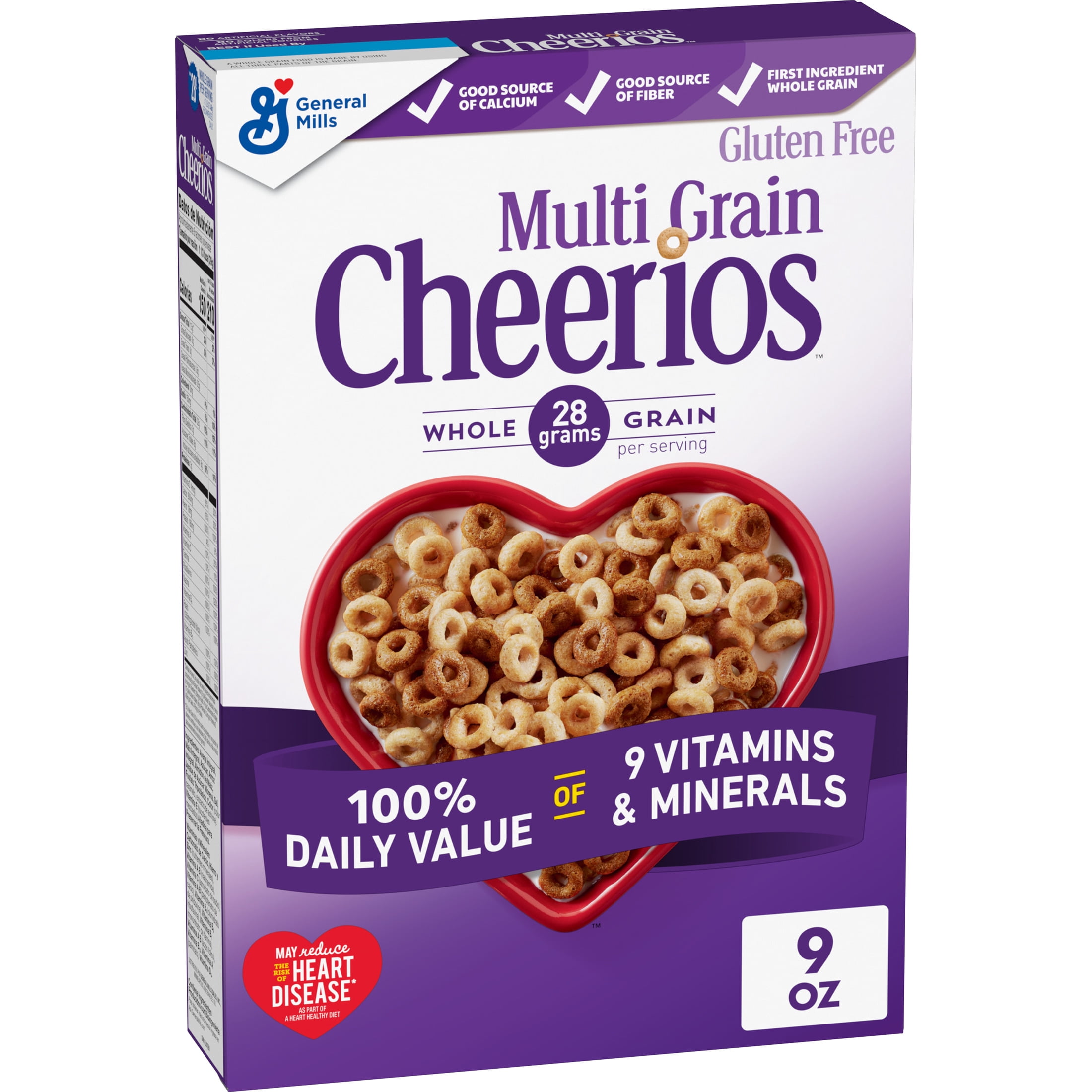(6 pack) Multi Grain Cheerios, Heart Healthy Breakfast Cereal, Gluten Free, 9 oz