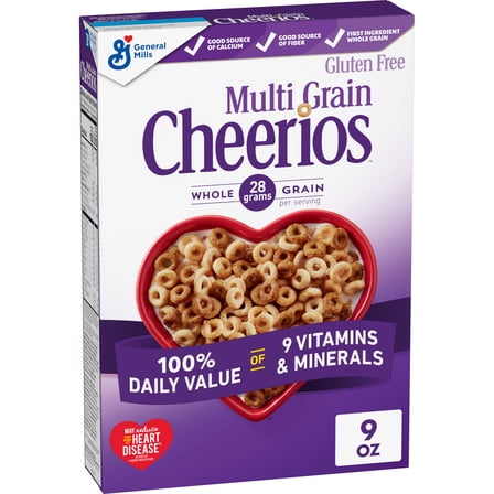Multi Grain Cheerios, Heart Healthy Breakfast Cereal, Gluten Free, 9 oz