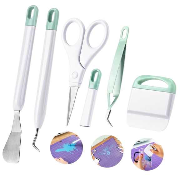 Vinyl Weeding Tool Set, Vinyl Weeding Craft Basic kit 5 Pieces, Including Tweezers & Spatula & Weeders & Scraper & Scissor for Cricut/Silhouettes/Cameos/Weeding Vinyl/Splicing