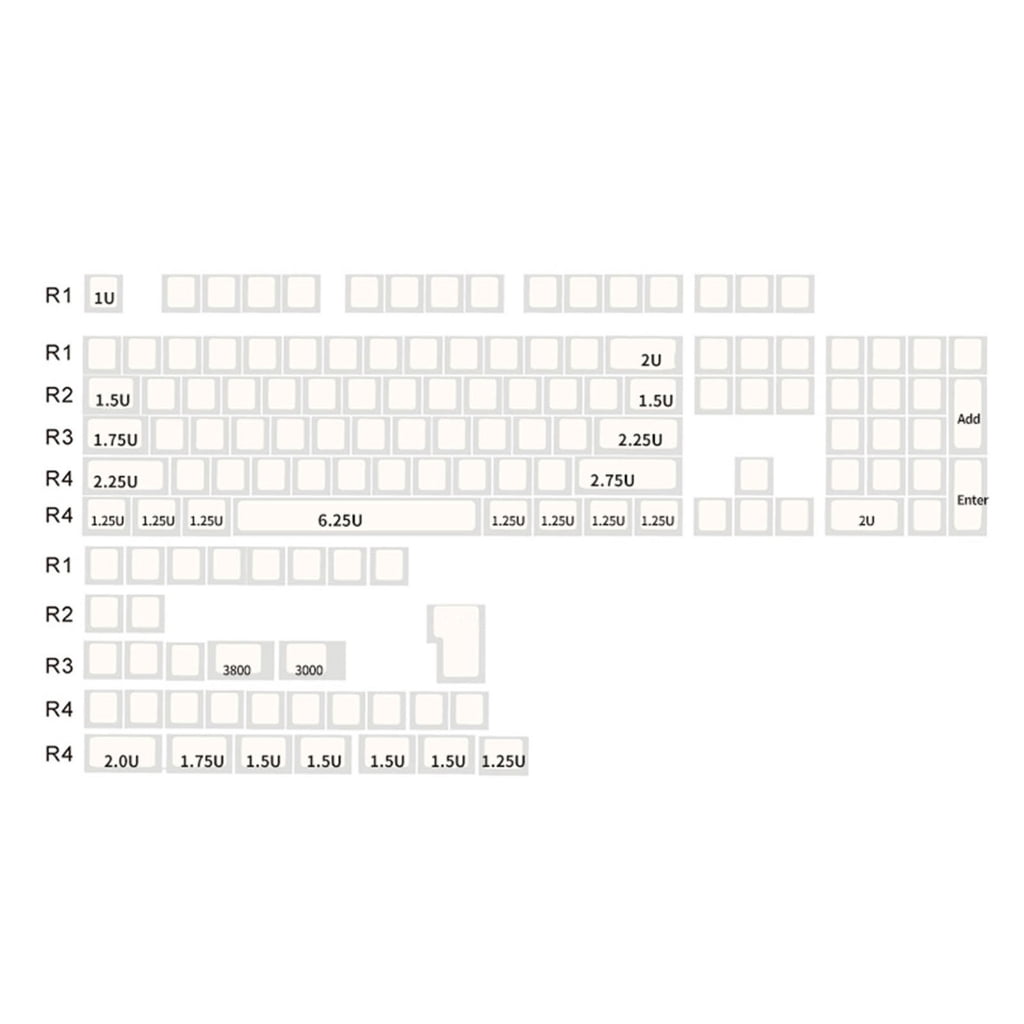 WINDLAND PBT Keycaps Minimalistic White for 108 104 100 980 96 87 84 75 68 64 61 Layouts