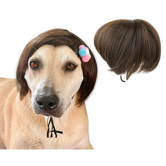 DS. DISTINCTIVE STYLE Dog Wig for Small and Medium Breeds Trimmable Pet Costume Accessories Cat Cosplay Prop for Halloween, Christmas, and Dress Parties