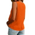 thumbnail image 2 of Women V Neck Ruffle Hem Tank Top Sleeveless Flowy Peplum Blouse Casual Tangerine Color XL, 2 of 7